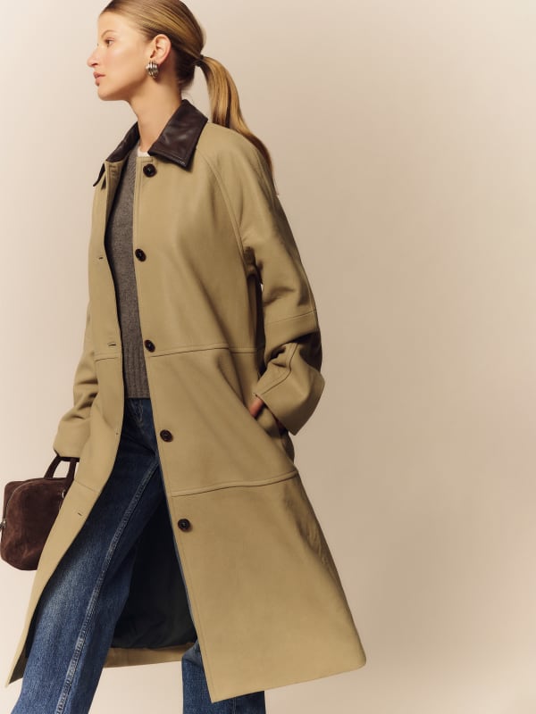 Veda Beck Leather Trench - Oat Distressed / Mole